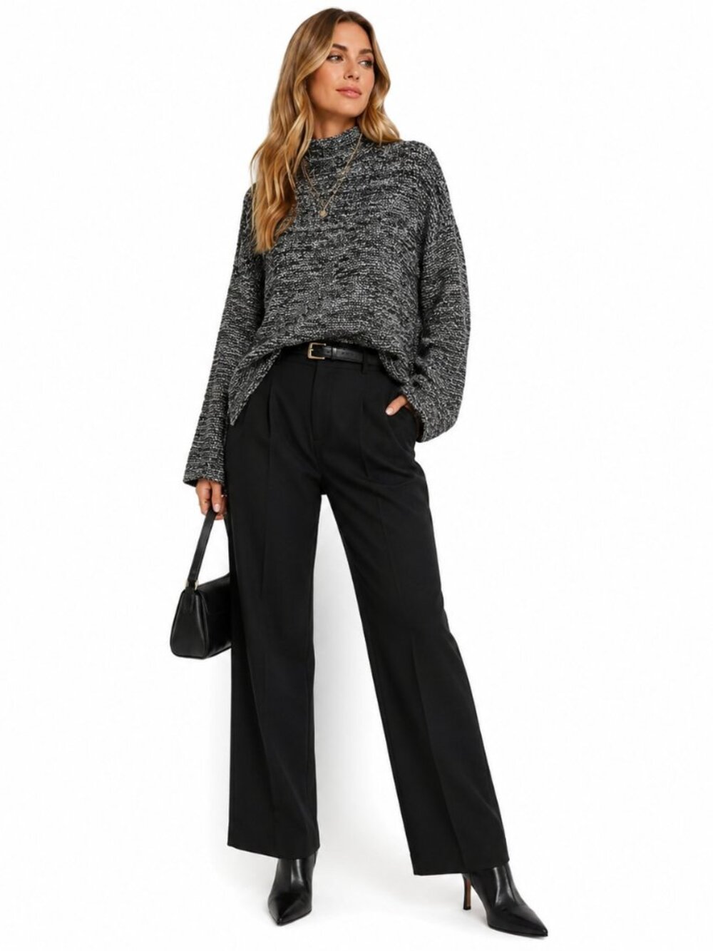 Madewell Marled Mock Neck‎ Sweater Blue Gray Cotton Blend Cozy Women M